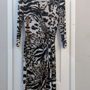 INC animal print tie wrap dress